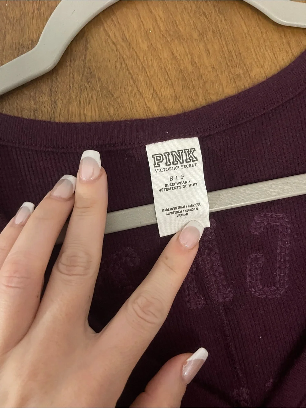 PINK Victoria’s Secret One Piece Thermal Pajama Burgundy Bling Logo Size S